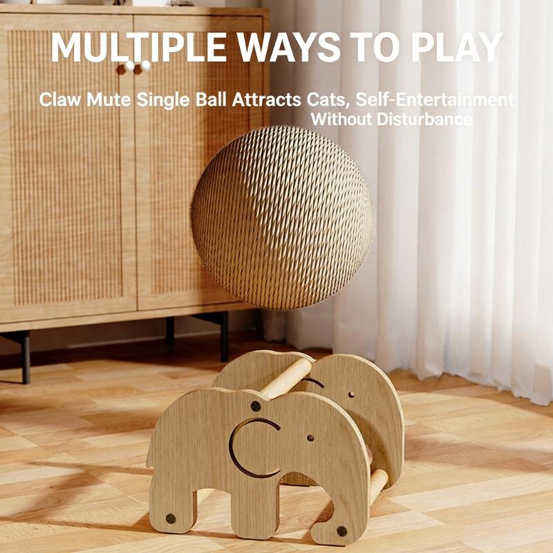 Cat Scratching Board Solid Wood Stable Scratch-resistant Hemp Rope Suspended Ball Cat Claw Sharpening Silent Entertainment Toy