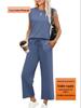 2025 Women's Loose Sleeveless Two-Piece Set: Round Neck Vest Top & Pants