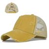 Baseball Cap Womens Cotton Mesh With Crossed Ponytail Openings For Summer Casual Wear