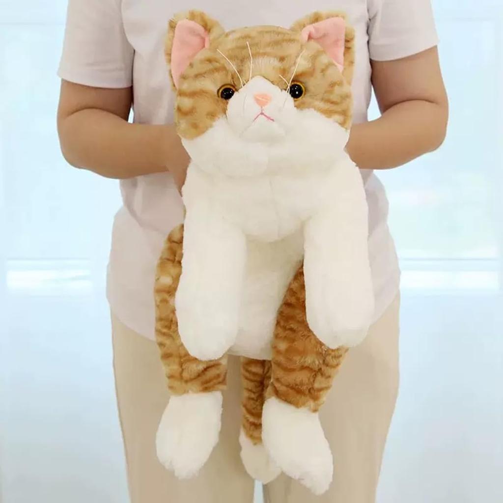 This and lifelike plush pillow features a brown tabby and calico black and white A perfect gift for or store This 50cm plush toy cushion features a