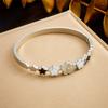 Gold Plated Clover Flower Shell Open Cuff Bangle – Dainty Vintage Jewelry, Luck Gift for Women
