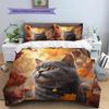 Maple Leaf Cat  Pattern Bedding Quilt Set Quilt Cover Pillowcase Home Decoration  Gift (1 * duvet cover + 2 * pillowcase, without core)