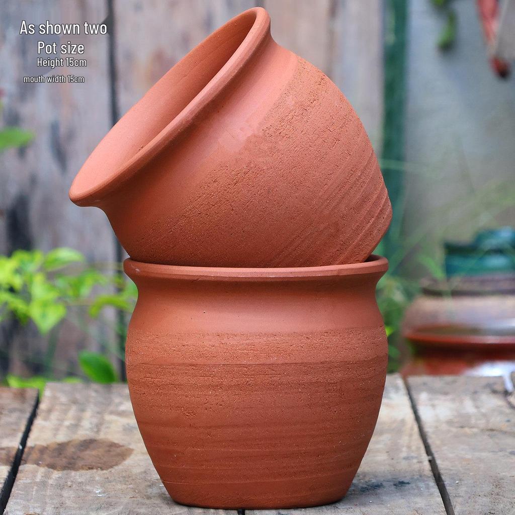 Retro Handmade Large Ceramic Flower Pot for Succulents and Green Plants, Ideal for Home and Landscaping Use