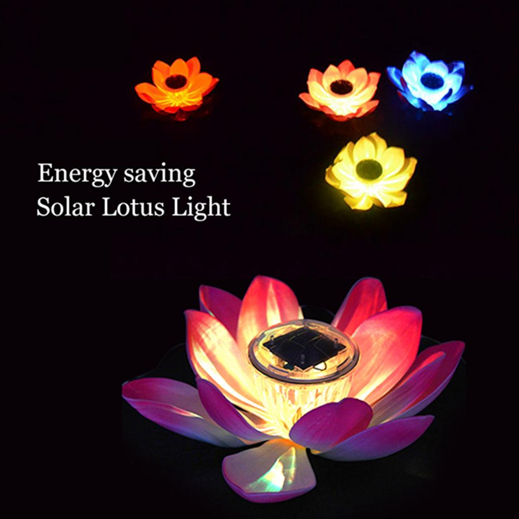 Solar Power LED Color Changing Flower Light Floating Flower Lamp Garden Pool Pond Light