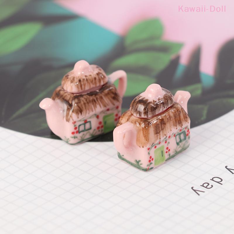 1Pcs 1/12 Miniature Dollhouse Lovely Porcelain Cup Water Kettle Tableware Kitchen Toy