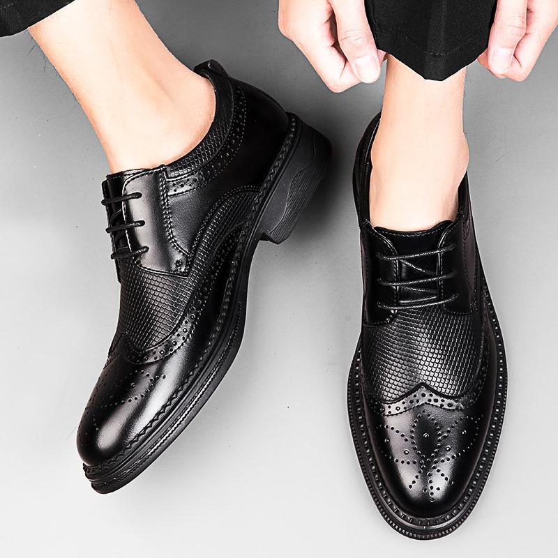 2024 Genuine Leather Mens Shoes High Quality British Mens Oxford Casual Shoes Business Formal Shoes Suit Gentleman Dress Office