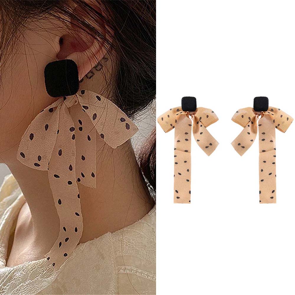 

Temperament Wild Ribbon Chiffon Women Ear Clip Dangle Ear Ears Bow Stud Ears Fashion Jewelry