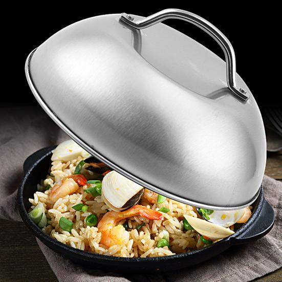 Stainless Steel Pot Lid with Handle Heat Concentration for Even Cooking Cheese Melting Dome Splatter Guard Griddle Accessory