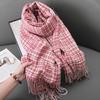 Literary fine-grain plaid warm fringed scarf female sweet retro temperament fashion imitation cashmere fringed shawl male