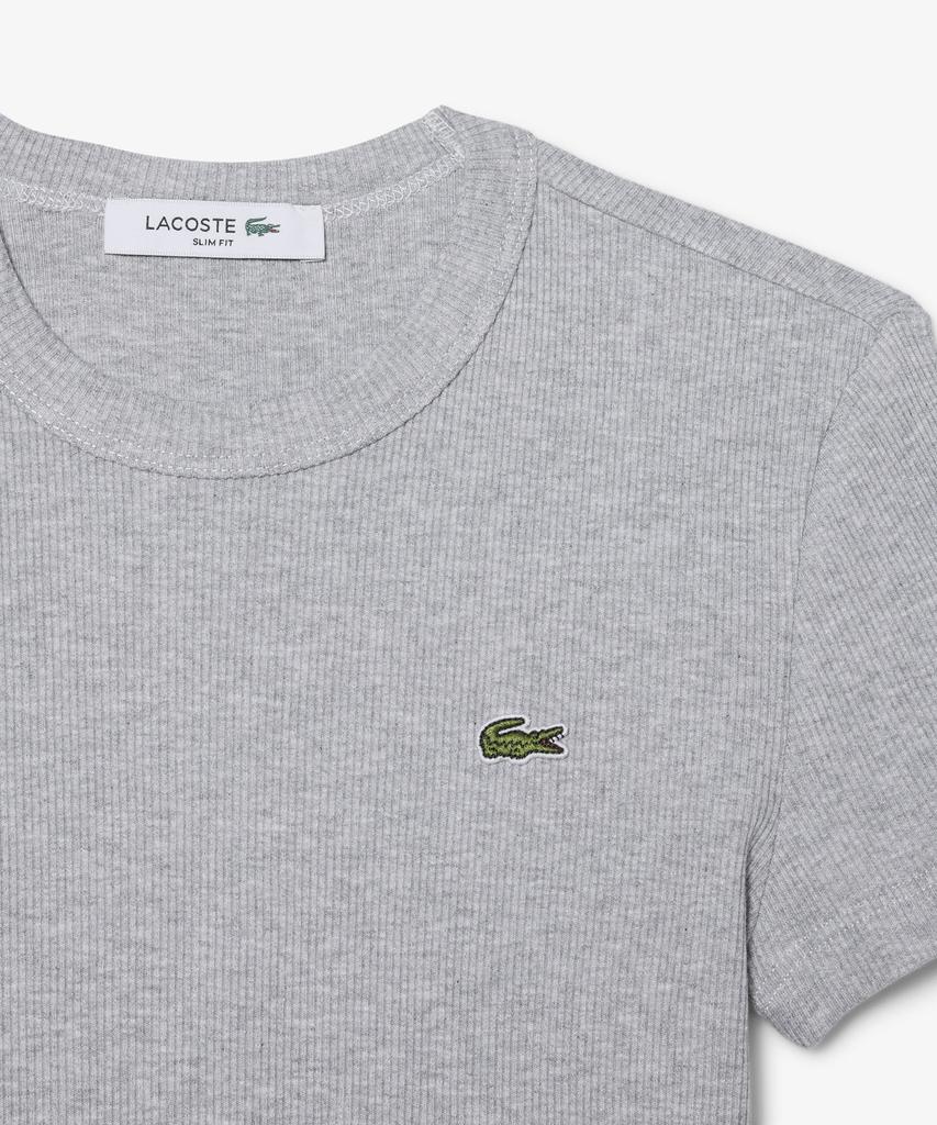 LACOSTE Women'S Slim Fit Rib Knit Short Sleeve T-Shirt Tf5538-56G Cca