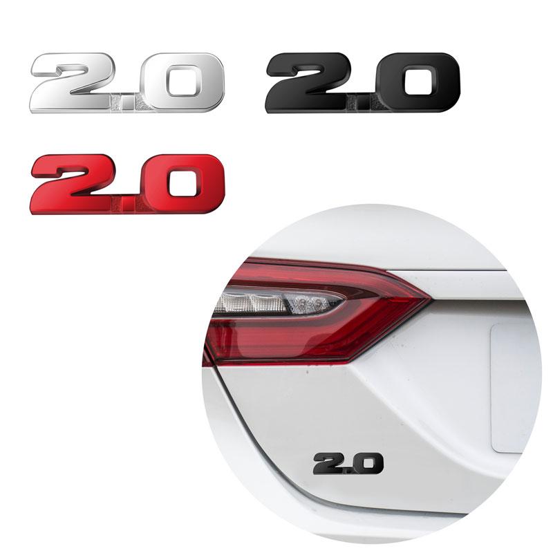 1Pc Car Styling 3D Small Metal Silver/Black/Red 2.0 Logo Emblem Side Fender Badge Rear Trunk Sticker For CRV Accord Decoration