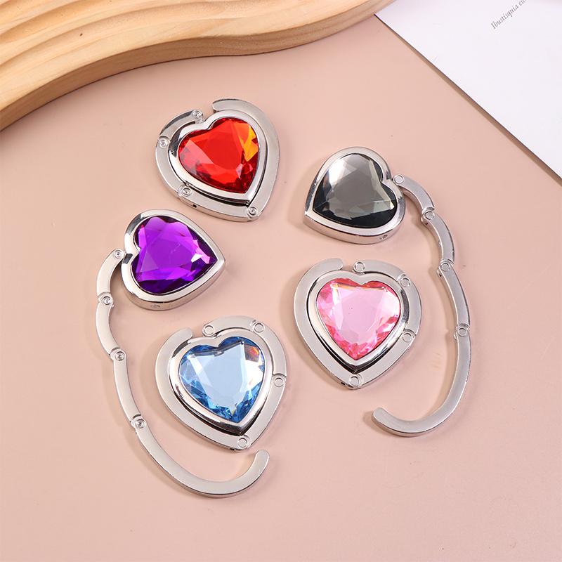 Heart Shaped Folding  Handbag Hook Bag Hanger Portable Foldable Table Hook Organizer Table Side Hooks Bag Accessories