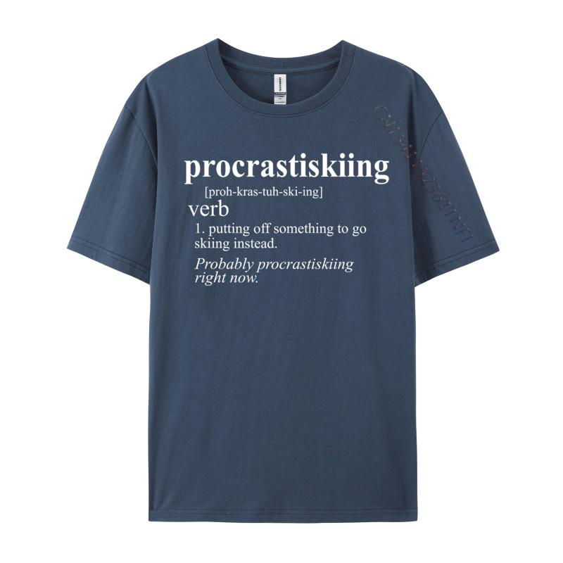 Gifts For Skiers Procrastiskiing Funny Skiing Printed On Luxury Designer Tshirts Cotton Unisex Tshirt Tee Shirt Fashionable