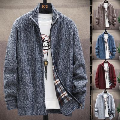 Abrigo de moda para hombre Chaqueta de suéter de punto cálido de invierno Chaqueta de punto con cuello alto informal Chaqueta para exteriores