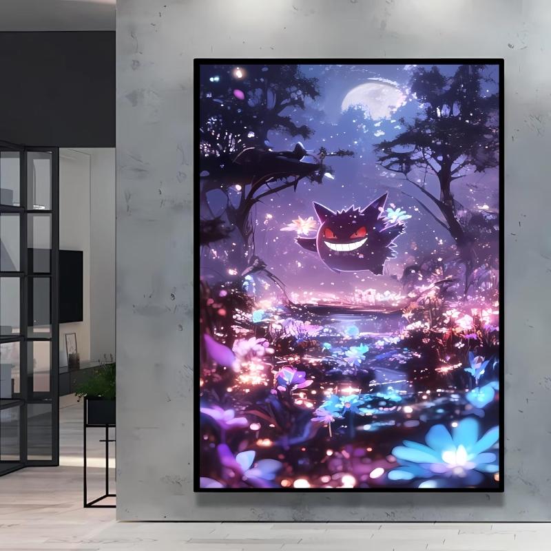 Canvas Artwork Painting Pokemon Gengar Poster Hd Prints Cartoon Character Picture Classic Modern Home Living Room Wall Decor