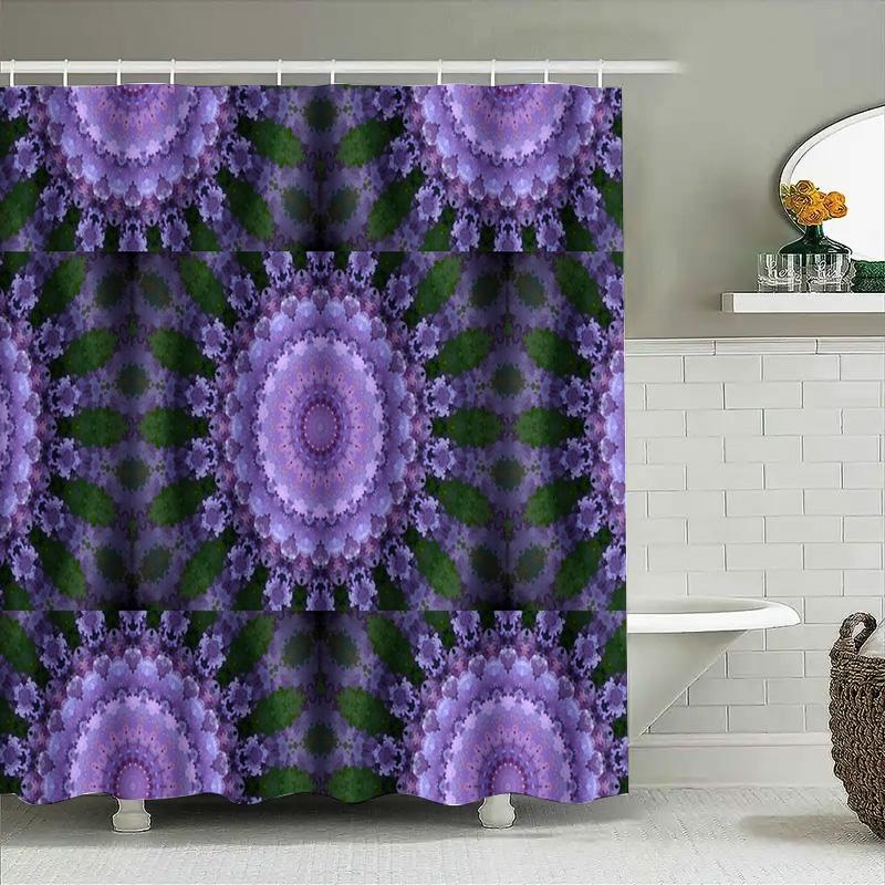 Purple Mandala Shower Curtain: Floral Bath Decor Home Decoration Wall Art Print for Bathroom 72 x 78 inches (183cmx200cm)