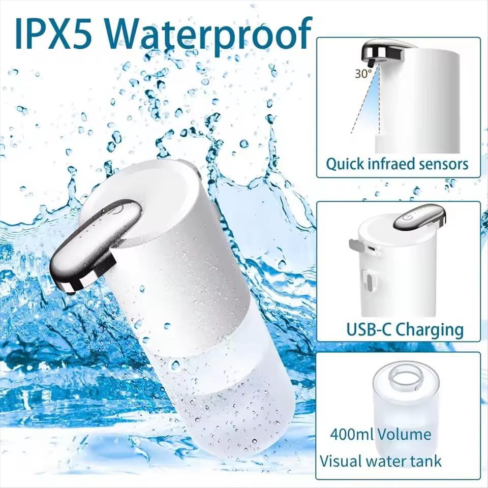 380ML ABS Material Wall-Mounted 4-Levels Adjustable Electric Intelligent Infrared Automatic Sense Household Clean Soap Dispenser