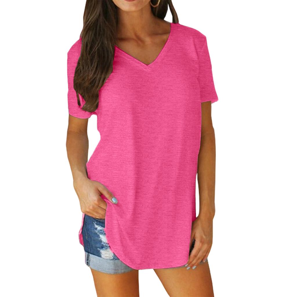 Women's Fashion Casual Blouse Plus Size T-Shirt V-Neck Short Sleeve Top