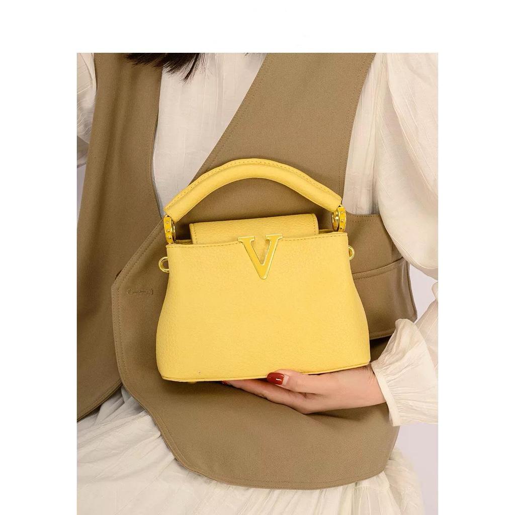 2025 Summer Women's High-End Lychee Grain Genuine Leather Crossbody Handbag