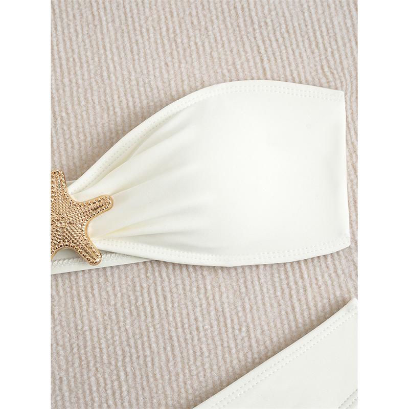 Summer 3 Piece Bikini Sets Strapless Bikini Top With Half Long Skirt Cover Ups Beach Wear Female Biquini Bathing Suit