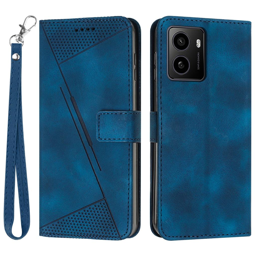 For HMD Pulse/Pulse Plus/Pulse Pro Case Triangle Pattern Leather Phone Cover with Hand Strap Card Slots