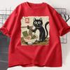 Funny Black Cat RaUnisex Tshirt Unisex Women Japanese Graphic Tees Kawaii Cat Anime Print T Shirt Casual Short Sleeve Unisexs Clothes