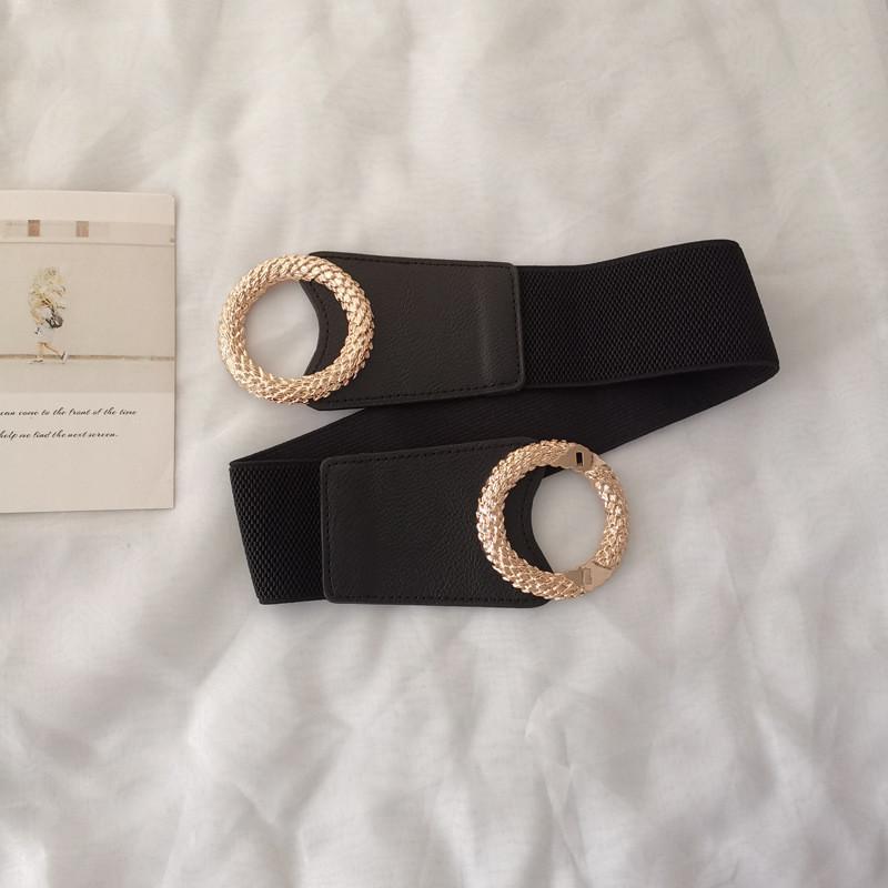 Minimalist Black Leather Look Waist Belt For Casual Dresses With Metal Closure