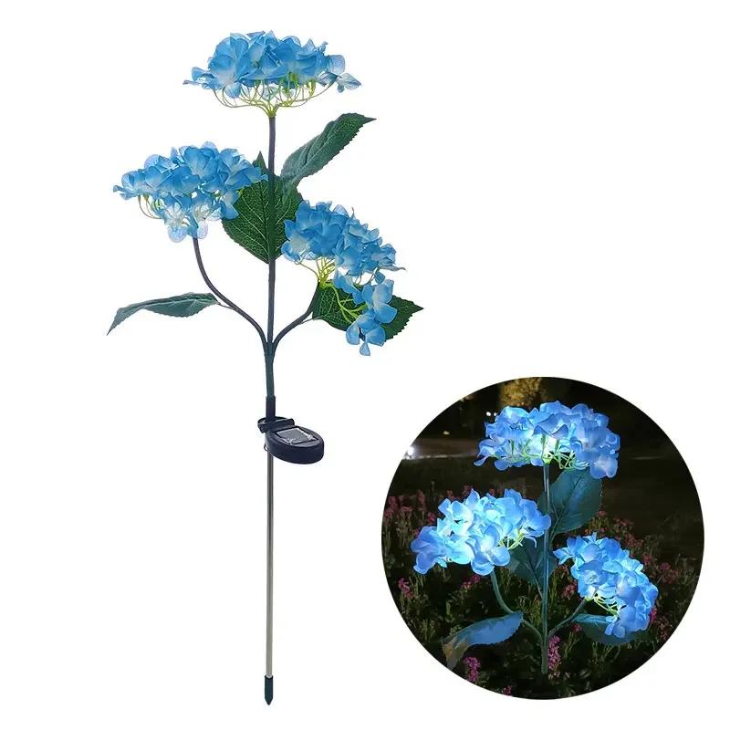 Solar Artificial Flowers Light 3 Heads Garden Lamp Outdoor Landscape Decoration Waterproof Yard Lawn Courtyard Stake