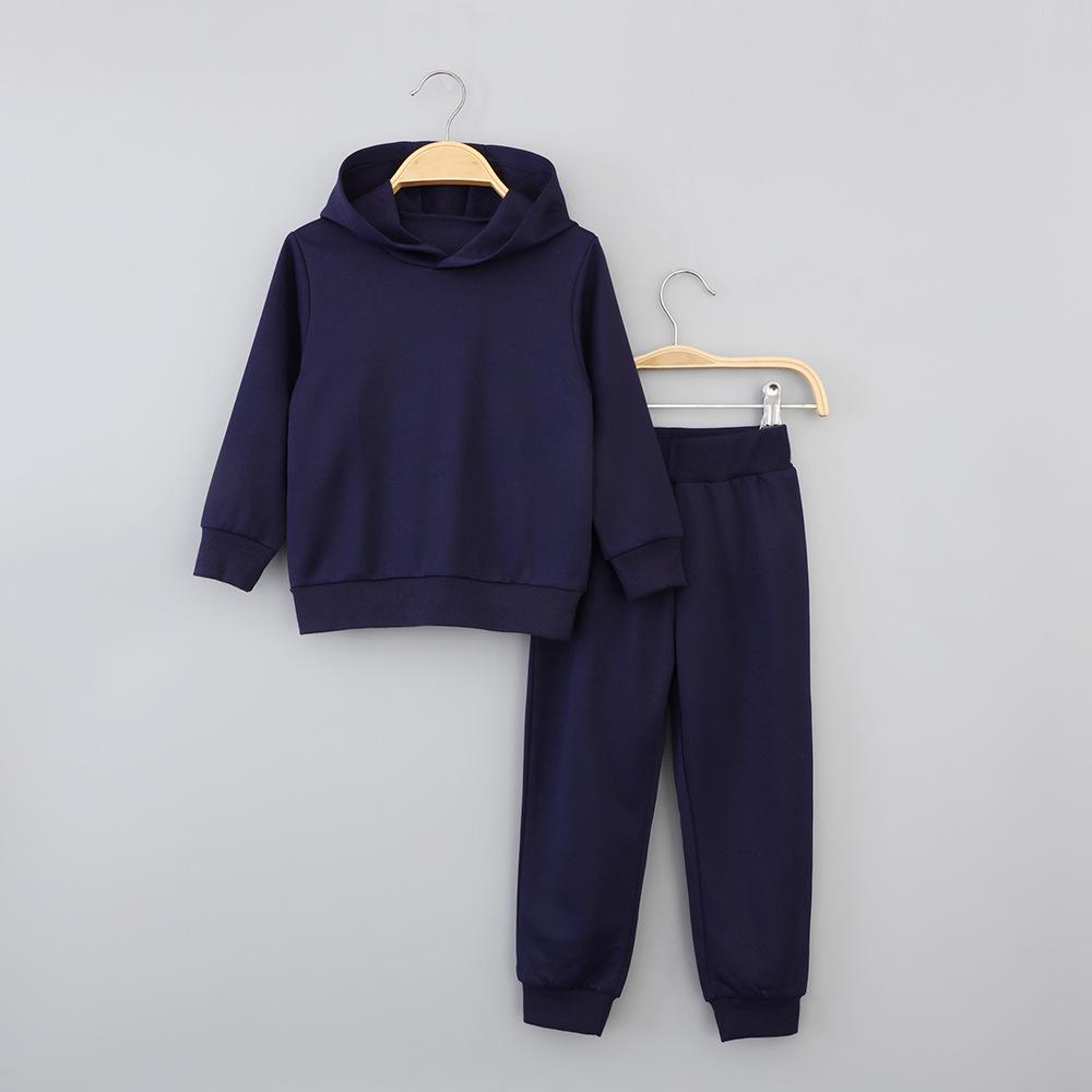 Kinder Einfarbig Langarm Kapuzenpullover und Hose Set - Herbst/Winter Freizeitkleidung