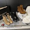 Thick Heel Short Boots Women's 2025 New Autumn and Winter Women's Boots Square Head Short Boots High Heel Martin Boots Zipper Thin Boots
