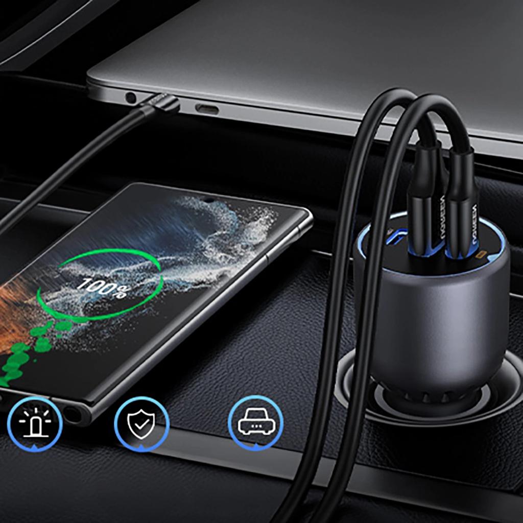 Ugreen Ec705 Autoladegerät 130W 2X USB-C 1X USB-A - Grau
