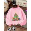 Kids Crewneck Sweatshirt, Cartoon Christmas Tree & Gift Box Print, Casual Tops for Fall & Winter