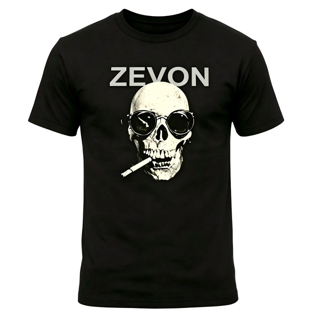 Warren Zevon Smoking Skull Black T-Shirt