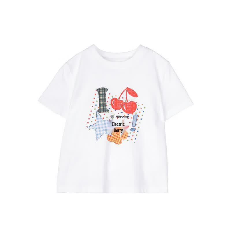 LUSON Girls' Xinjiang Cotton Short Sleeve T-Shirt