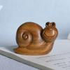 Wooden Snail Figures,Green Sandalwood Carving Smiling Snail Statuette,Cute Desktop Ornament,Office Decoration Home,funny Gifts