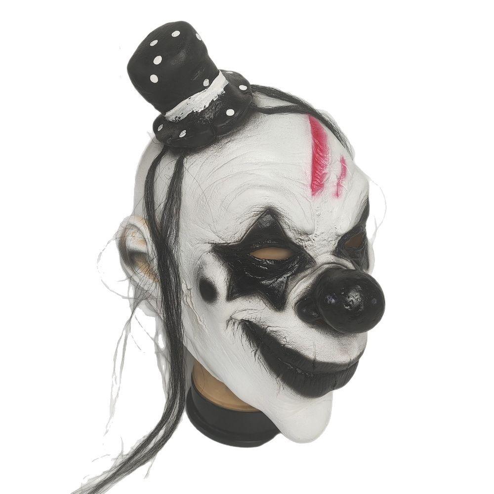 Red-haired Terrifying Clown Mask, Terrifying Hooded Clown Headgear, Halloween Horror Makeup, Buddha and Devil Mask