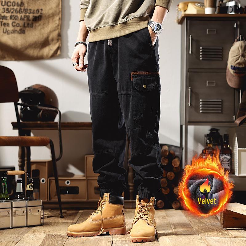 2025 Men's American Retro Harem Overalls - Thickened Spring/Autumn Casual Pants