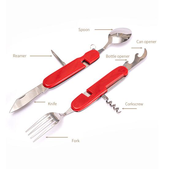 1Pc/ 1 Set Folding Spork Heat-resistant Detachable Anti-scalding Stainless Steel Multi-Functional Folding Fork