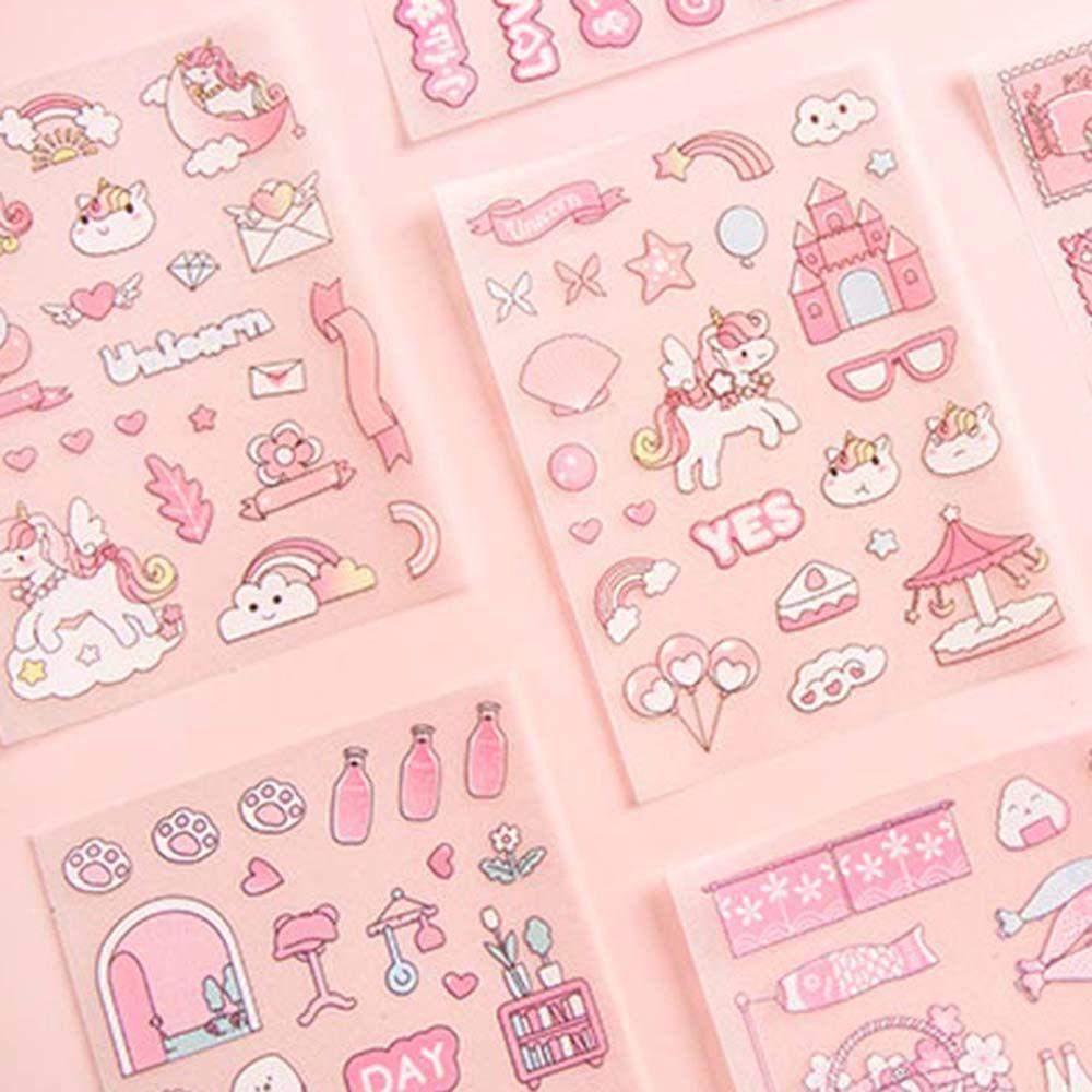 Frosted Sticker Cartoon Anime Stickers Diary Stickers Pink Flash Point Sticker Decorative Sticker
