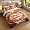 Autumn Harvest Theme Personalized 3Pcs Bedding Set Custom Text & Name 1 Sheet 2 Pillowcases Household Bedding 1pc