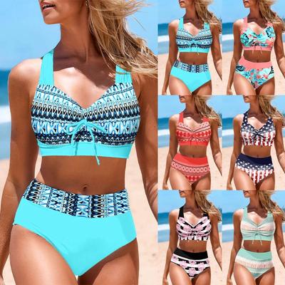 2024 Neuer Bikini Sexy Strandbademode Damen Sommermode Design Bedruckte Bademode Bikini Set Damen Zweiteilige Bademode
