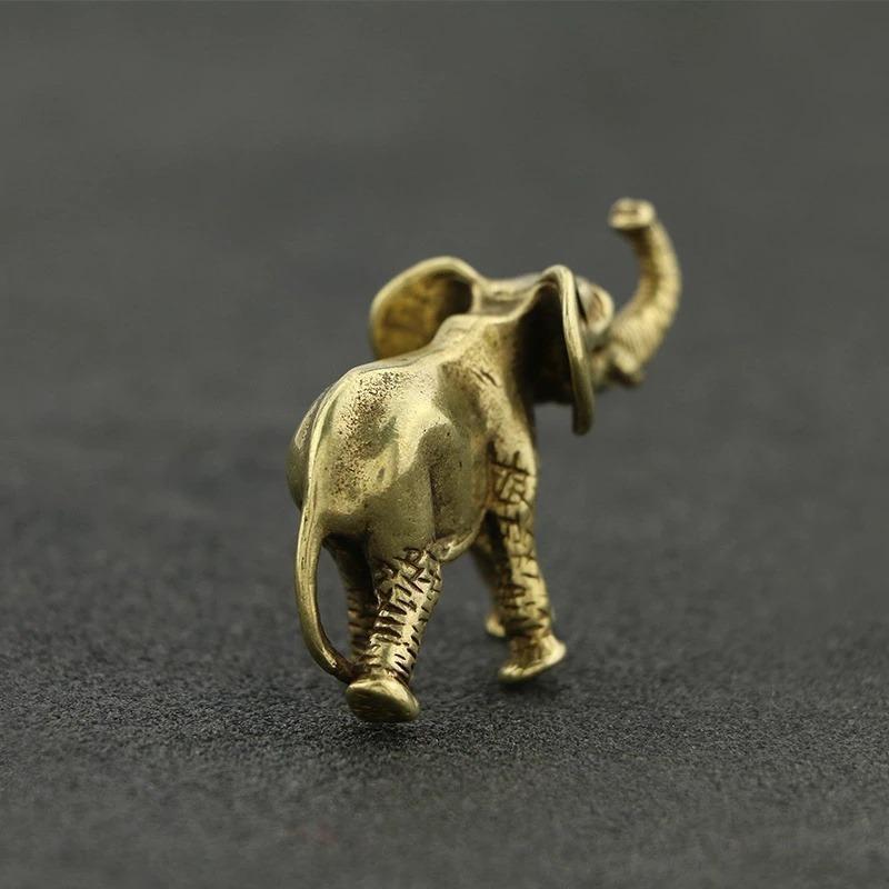 Antique Mini Elephant Figurines For Home Decoration Office Tea Pet Desktop Animal Ornaments Bronze Carving Handles