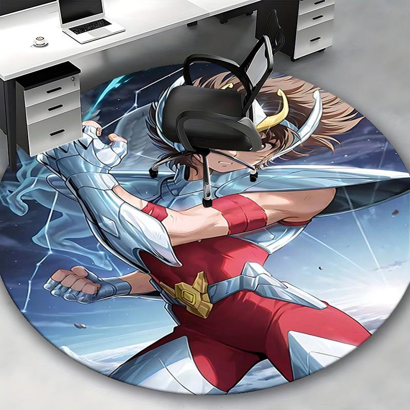 1pc Saint Seiya Athena Round Carpet - Anime Design Office Chair Mat