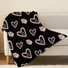 Thick Warm Flannel Blanket Soft Cozy Heart Cake Pattern, Ideal Single Throw for Home/Guest, Perfect Valentine's Day Gift