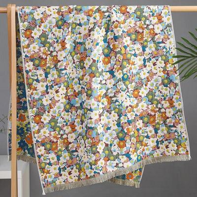 Květiny Střapce Osuška 80x160cm - 100% Bavlněná Gázová Osuška Měkká Savá Rychleschnoucí Velká Osuška Oboustranná Květinová Osuška pro Ženy