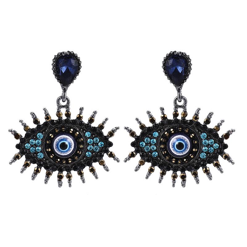 Devil's Eye Drip Oil Alloy Earrings: Trendsetting European & American Street Style