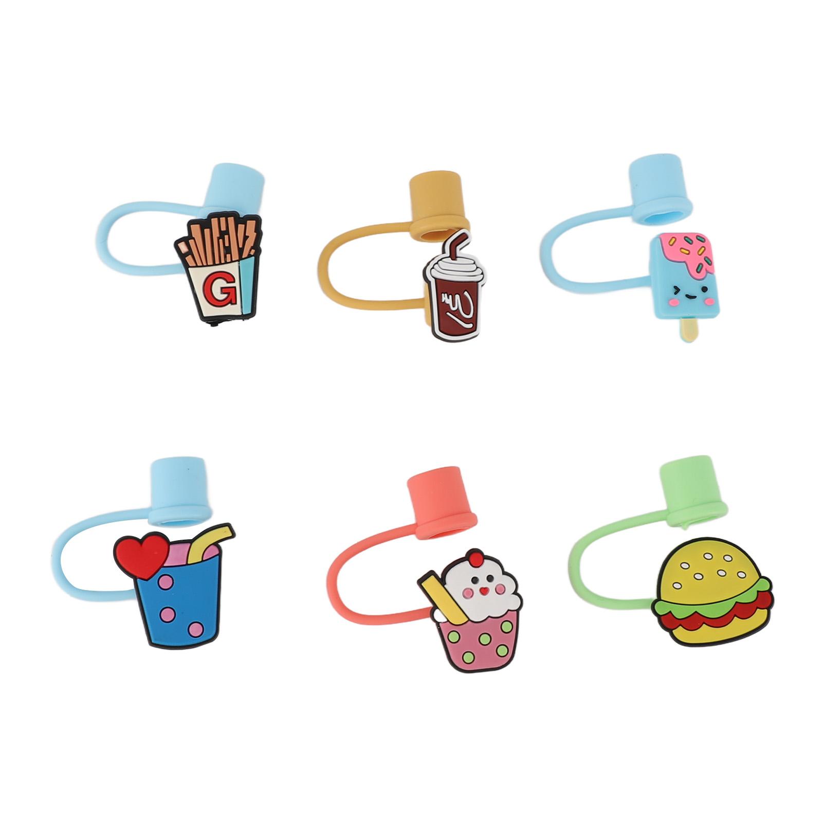 

6Pcs Silicone Straw Caps Universal Dustproof Eco Friendly Reusable Portable Tip Covers