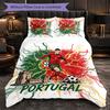 Set Biancheria da Letto 3 Pezzi con Motivo Calcio Portogallo Morbida Copripiumino in Microfibra con Federe per Camera da Letto