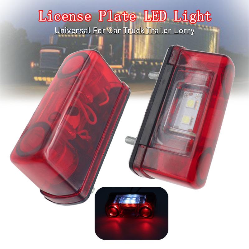 Nowy 12V 24V Led oświetlenie tablicy rejestracyjnej czerwony wodoodporny uniwersalny samochód ciężarówka przyczepa lampa tylna