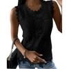 Women's Clothing Summer T-Shirts Top Solid O Neck Vest Lace Shirt